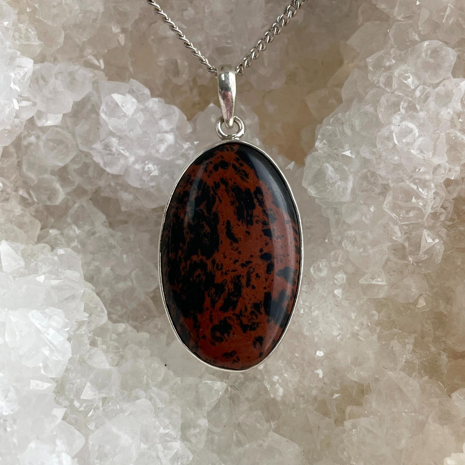 Sterling Silver Pendant - Mahogany Obsidian LRG - SP49 Sterling Silver Pendant - Mahogany Obsidian LRG - SP49